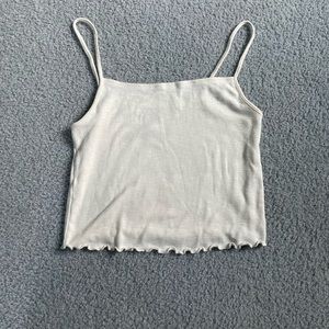 BDG Ruffle Hem White Crop Tank Medium